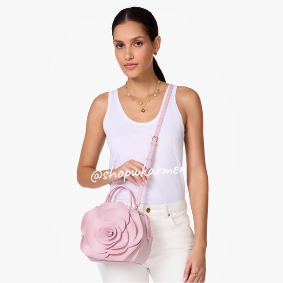 ♠️Kate Spade 3D Rose Flora Floral Leather Tote Crossbody Bag, Pink Horizon NWT - Picture 5 of 5